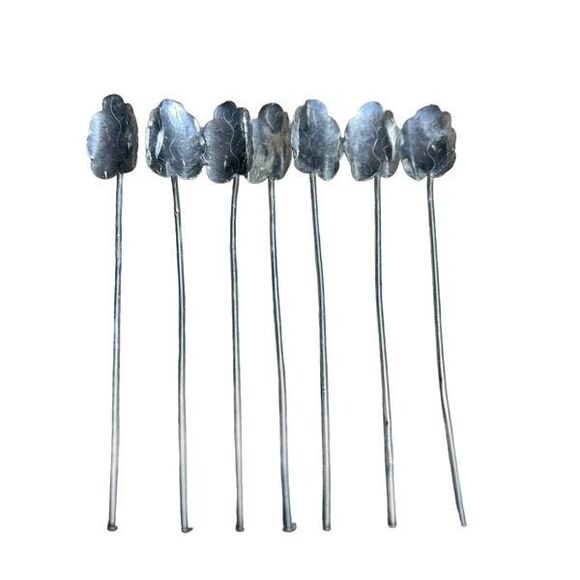 Sterling Silver Iced Tea Spoon Stirrers 7 Piece Set .925 Mexico Handmade Vintage - Picture 6 of 9